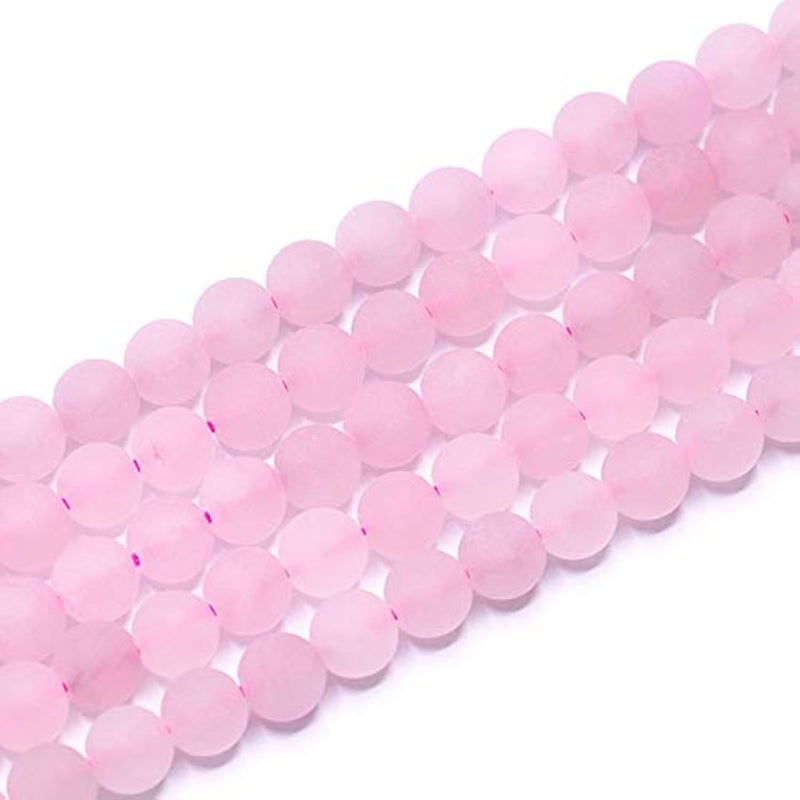 PLTbeads خرز الأحجار الكريمة الطبيعية PLTbeads فضفاض غير لامع تقريبًا 15.5 بوصة لصنع الأساور والقلائد (8 مم، كوارتز وردي غير لامع) - Image 1